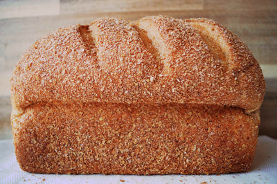 a side view of Big Red wheat sandwich loaf with bran on the outside copyrighted image